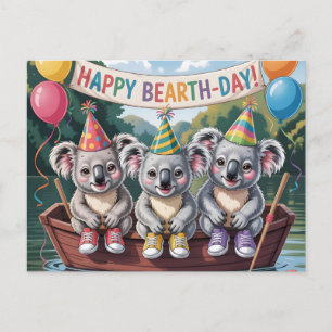 "Gelukkige Beertje-dag" Koeala Boot Feest Illustra Briefkaart