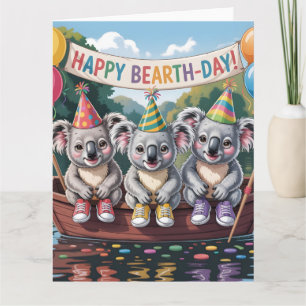 "Gelukkige Beertje-dag" Koeala Boot Feest Illustra Kaart