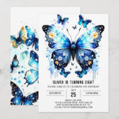 Gelukkige bewerkbare vlinder jongen verjaardag kaart (Voorkant / Achterkant)