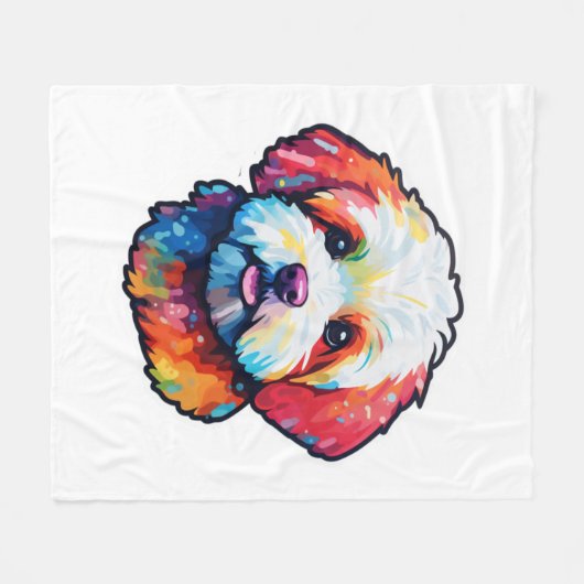 Gelukkige bichon frize fleece deken (Voorkant (Horizontaal))