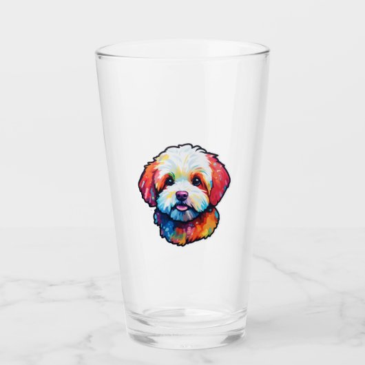 Gelukkige bichon frize glas (Voorkant)
