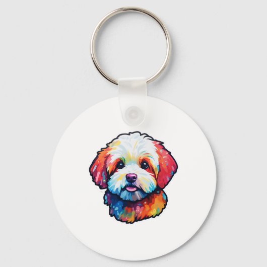 Gelukkige bichon frize sleutelhanger (Voorkant)
