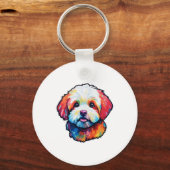 Gelukkige bichon frize sleutelhanger (Voorkant)