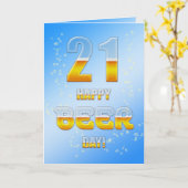 Gelukkige Bierdag 21ste verjaardagskaart Kaart (Gele Bloem)