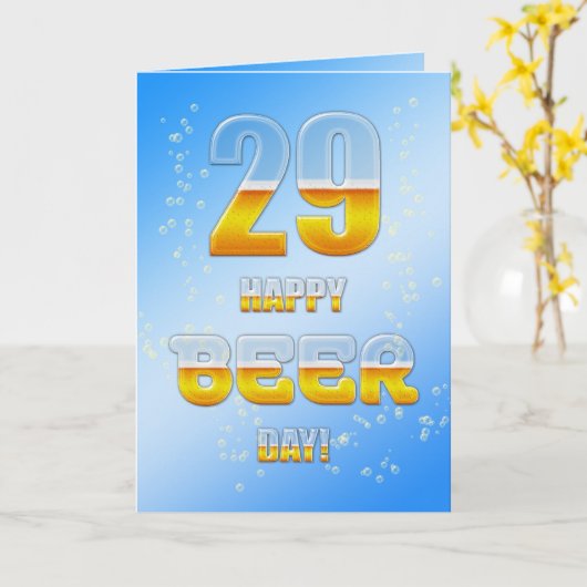 Gelukkige Bierdag 29ste verjaardagskaart Kaart (Gele Bloem)