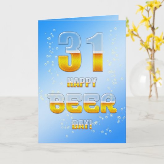 Gelukkige Bierdag 31e verjaardagskaart Kaart (Gele Bloem)