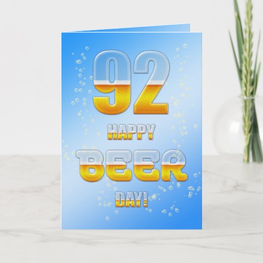 Gelukkige Bierdag 92ste verjaardagskaart Kaart (Voorkant)