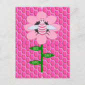 Gelukkige Bij-dag Meisje Roze Verjaardag Hommels Briefkaart (Voorkant)
