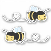 Gelukkige bij zoemt rond hart sticker (Voorkant)