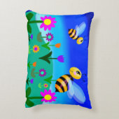 Gelukkige bijen in een bloemveld accent kussen (Achterkant (Verticaal))