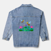 Gelukkige bijen in een bloemveld denim jacket (Achterkant)