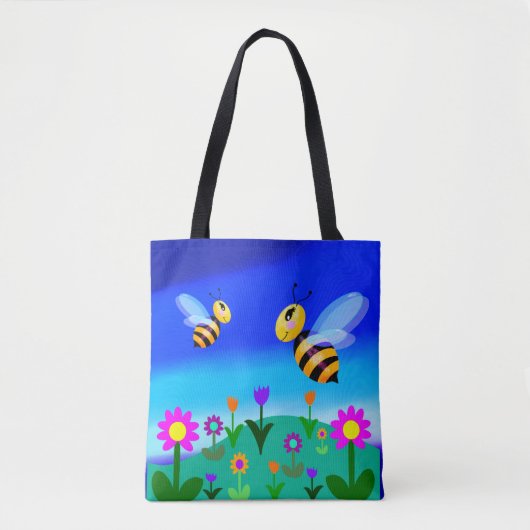 Gelukkige bijen in een bloemveld tote bag (Voorkant)