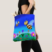 Gelukkige bijen in een bloemveld tote bag (Dichtbij)