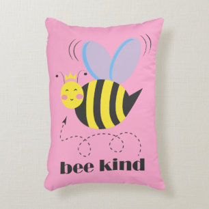 Gelukkige bijenprinses met kroon en slogan Bee Kin Accent Kussen