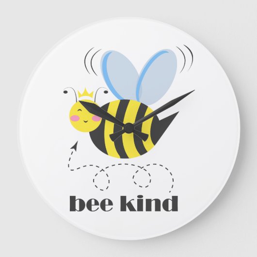 Gelukkige bijenprinses met kroon en slogan Bee Kin Grote Klok (Voorkant)