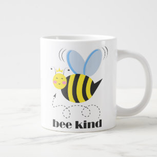 Gelukkige bijenprinses met kroon en slogan Bee Kin Grote Koffiekop