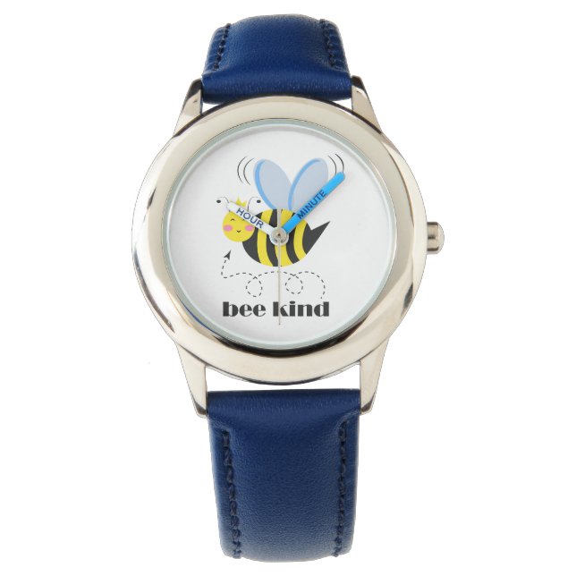 Gelukkige bijenprinses met kroon en slogan Bee Kin Horloge (Voorkant)