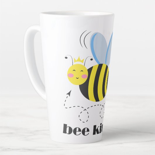 Gelukkige bijenprinses met kroon en slogan Bee Kin Latte Mok (Linkerhoek)