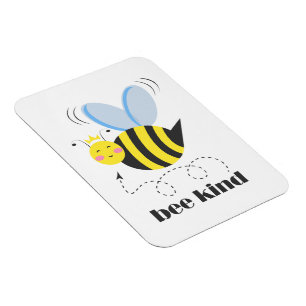 Gelukkige bijenprinses met kroon en slogan Bee Kin Magneet