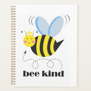 Gelukkige bijenprinses met kroon en slogan Bee Kin Planner
