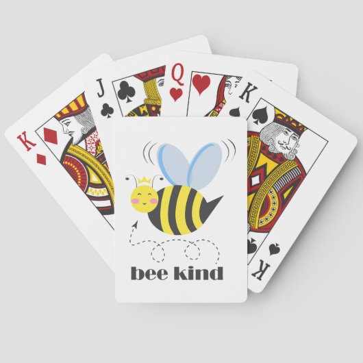 Gelukkige bijenprinses met kroon en slogan Bee Kin Pokerkaarten (Achterkant)