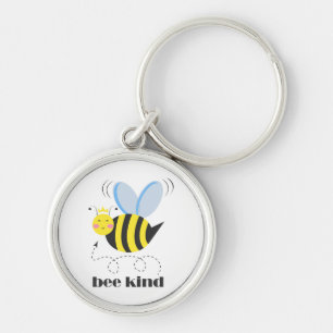 Gelukkige bijenprinses met kroon en slogan Bee Kin Sleutelhanger
