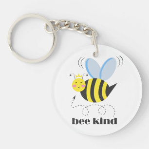 Gelukkige bijenprinses met kroon en slogan Bee Kin Sleutelhanger