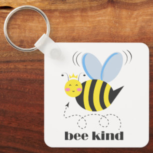 Gelukkige bijenprinses met kroon en slogan Bee Kin Sleutelhanger
