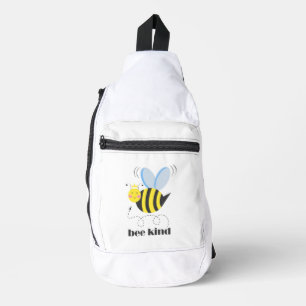 Gelukkige bijenprinses met kroon en slogan Bee Kin Sling Bag