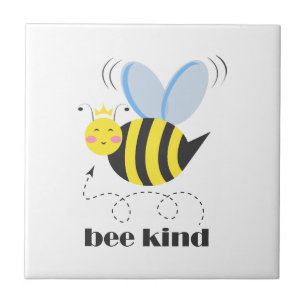 Gelukkige bijenprinses met kroon en slogan Bee Kin Tegeltje