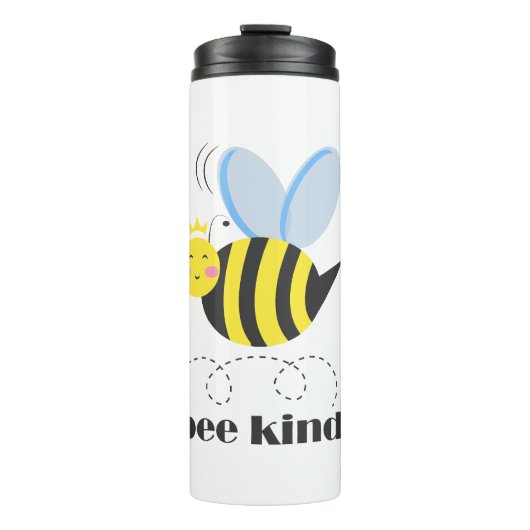 Gelukkige bijenprinses met kroon en slogan Bee Kin Thermosbeker (Voorkant)
