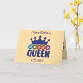 Gelukkige Bingo Koningin Verjaardag Kaart (Gele Bloem)