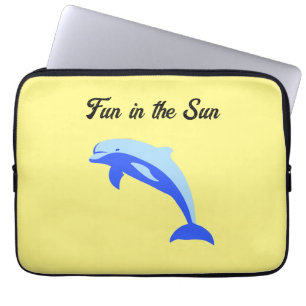 Gelukkige Blauwe Dolfijn, Schattige Tropische Ocea Laptop Sleeve