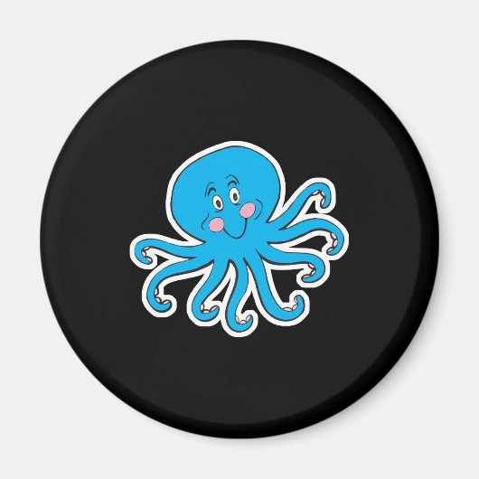 gelukkige blauwe octopus magneet (Voorkant)