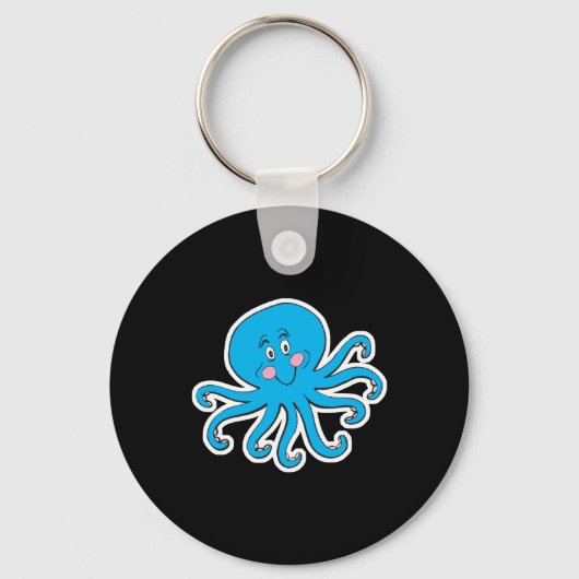 gelukkige blauwe octopus sleutelhanger (Voorkant)
