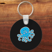 gelukkige blauwe octopus sleutelhanger (Voorkant)