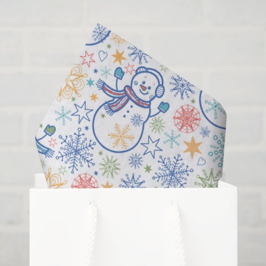 Gelukkige Blauwe Sneeuwmannen Tissuepapier (Cadeauzakje)