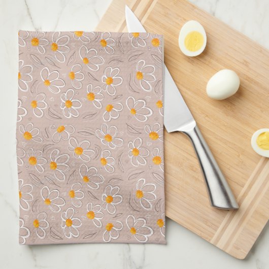 Gelukkige Bloem Doodles Theedoek (Quarter Fold)