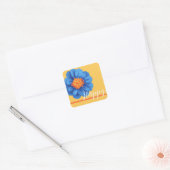 Gelukkige bloem in blauw geel en sinaasappel vierkante sticker (Envelop)