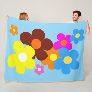 Gelukkige Bloemen Lichtblauwe Lucht Fleece Deken