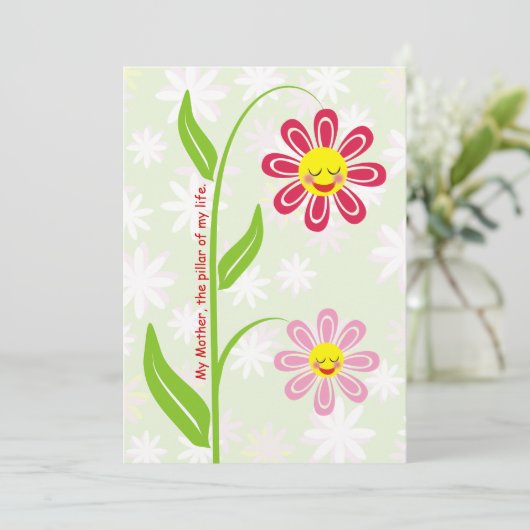 Gelukkige bloemen Moederdag aangepaste platte kaar Kaart (Staand voorkant)