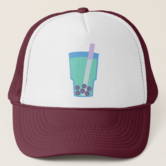 Gelukkige Boba Thee Bubbles Trucker Pet (Voorkant)