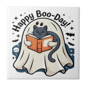 Gelukkige Boo-dag Geest Kat PNG - Griezeld Grut Tegeltje