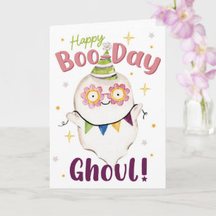 Gelukkige Boo-dag Ghoul – Schattig spook Halloween Kaart