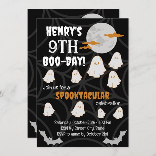 Gelukkige Boo-dag uitnodiging (Voorkant / Achterkant)