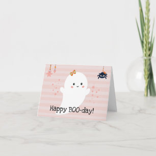 Gelukkige BOOdag Kawaii Geest Roze Halloween Kaart