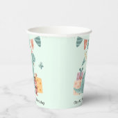 Gelukkige Brachiosaurus Dinosaurus met verjaardags Papieren Bekers (Rechts)