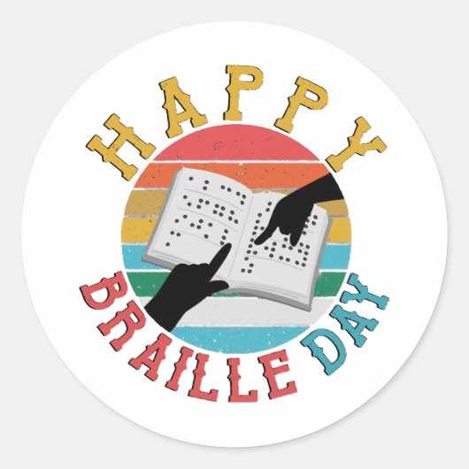 Gelukkige Braille Dag Ronde Sticker (Voorkant)