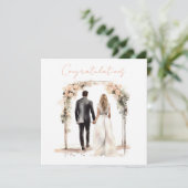 Gelukkige bruid en bruidegom Gefeliciteerd Kaart (Staand voorkant)