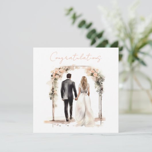 Gelukkige bruid en bruidegom Gefeliciteerd Kaart (Staand voorkant)